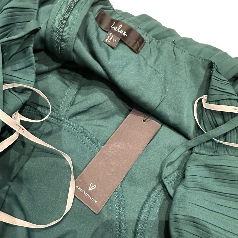Lulus Cascading Crush Emerald Green Tiered Bustier Midi Dress Medium New - Picture 14 of 16